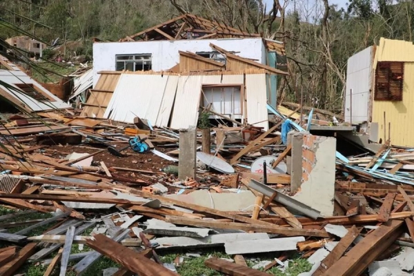 Casa totalmente destruída em Água Doce — Foto: Flavio Vieira Junior/DCSC/ Divulgação
